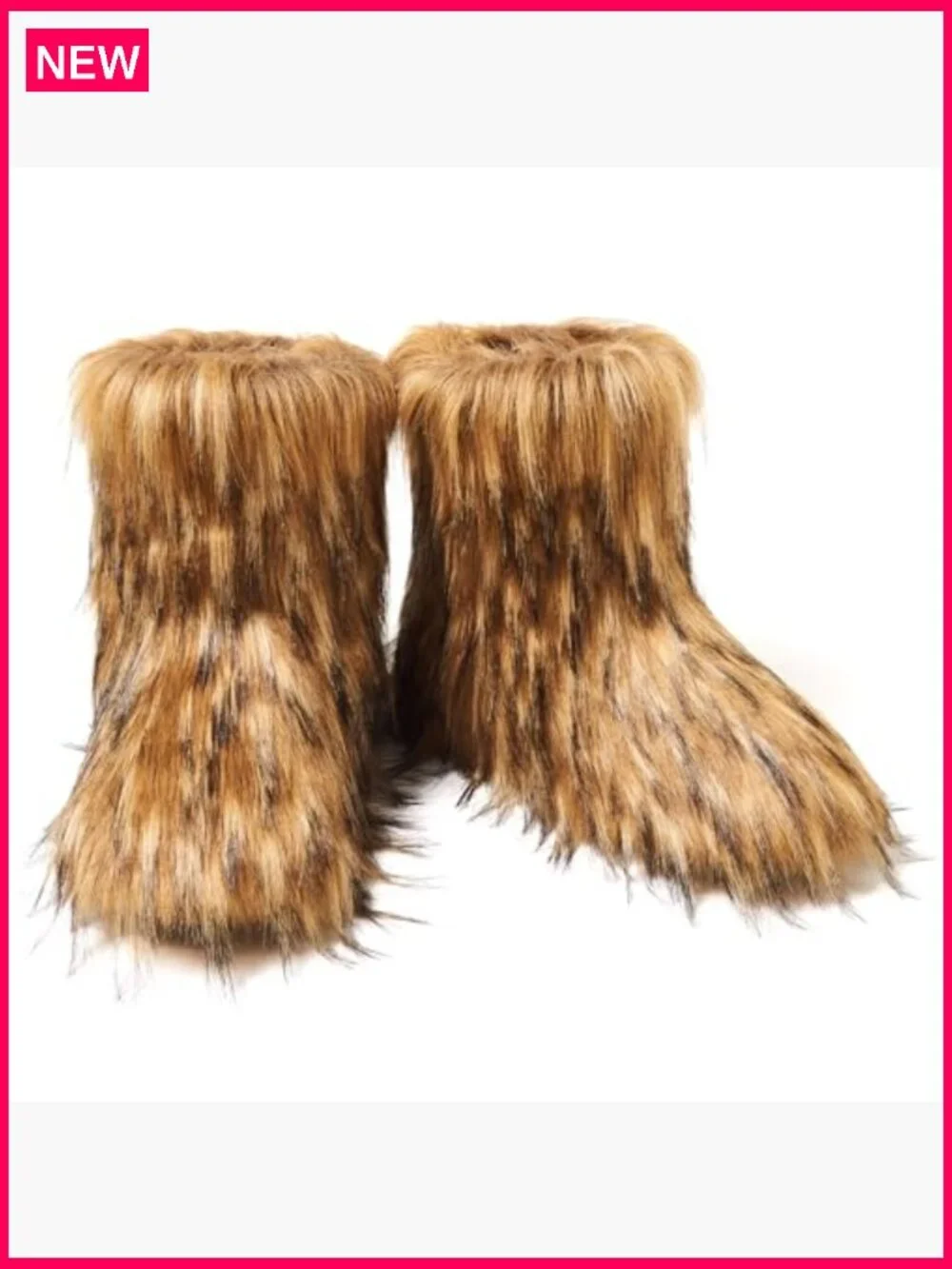 Faux Fur Mid-Calf Winter Snow Boots, Fleece Lined Warm Comfortable Boots